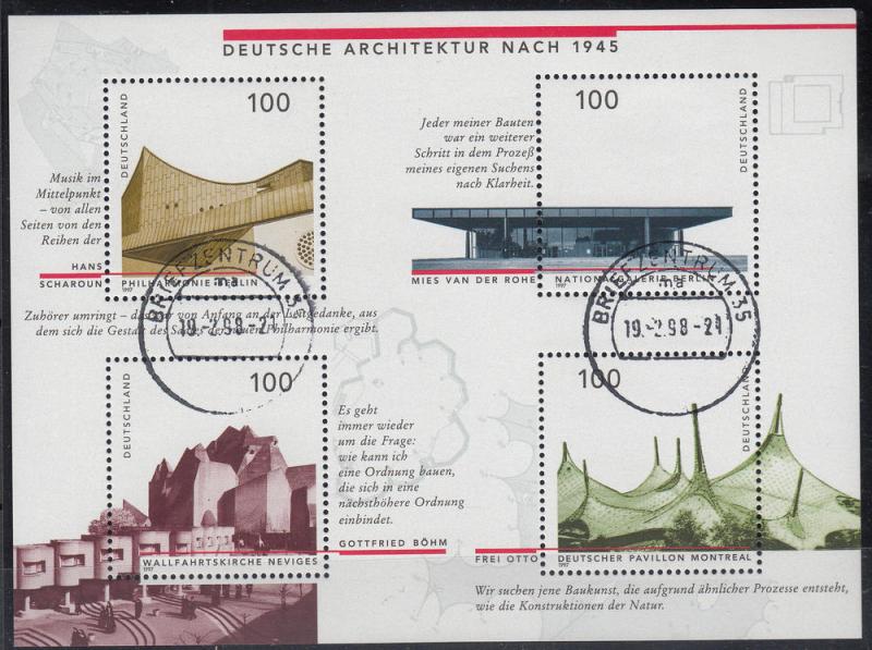 Germany - 1997 German Architecture Mi#  Bl.37 (9515)