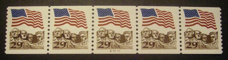 Scott 2523A, 29 cent Flag o/ Rushmore, PNC5 #A11111, MNH