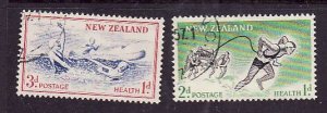 New Zealand-Sc#B52-3-used semi-postal set-Life-Saving Team-1957-