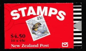 NEW ZEALAND 924b MINT NH, BKLT, PANE OF 10, ROCK WREN, BIRD