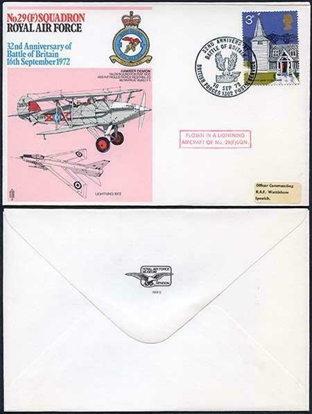 RAF6a No.29(F) Squadron Standard Cover 3p Church Stamp