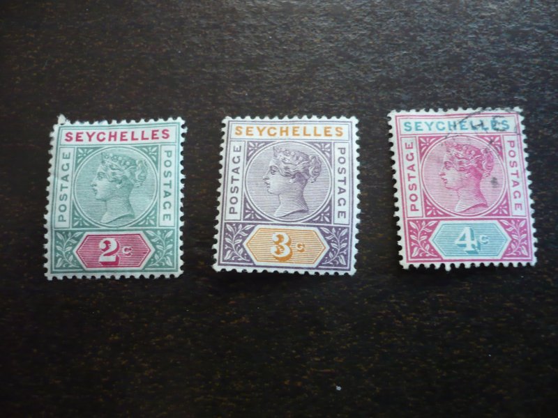 Stamps - Seychelles - Scott# 1,3,4 - Mint Hinged & Used Part Set of 3 Stamps