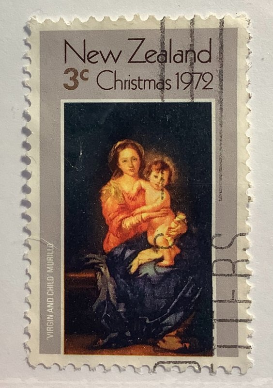 New Zealand 1972 Scott 504 used - 3c, Christmas, Madonna & Child by Murillo