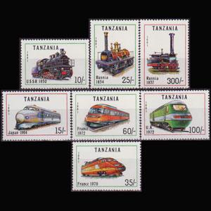 TANZANIA 1991 - Scott# 800-6 Locomotives Set of 7 NH