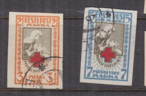 ESTONIA, 1921 Red Cross Fund imperf. pair, used.