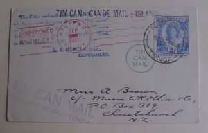 TONGA TIN CAN COVER  1937 TO NEW ZEALAND WITH CAPTIAN STATEMENT