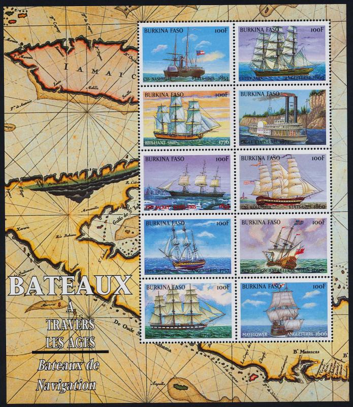 Burkina Faso 1132-3 MNH Sailing Ships, Warships, Maps