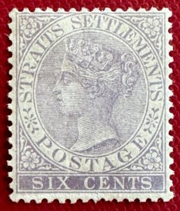 Malaya Straits Settlements 1883-91 QV 6c CA Lilac MLH SG#66 M5471