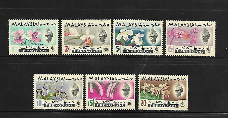 TRENGGANU, 86-92, MNH, ORCHID TYPE OF JOHORE 1965 WITH SULTAN ISMAIL