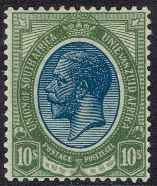 SOUTH AFRICA 1913 KGV 10/- GREEN AND BLUE