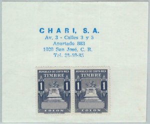 81581 - COSTA RICA - Postal History -  REVENUE stamps on card TAX