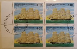 Republique du Benin 1997 Sailing Ships Blocks of 4 Boats Nautical