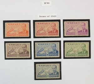 Ifni, 1941, Edifil #15A-15G, Set of 7, Airmails, Mint, Never Hinged