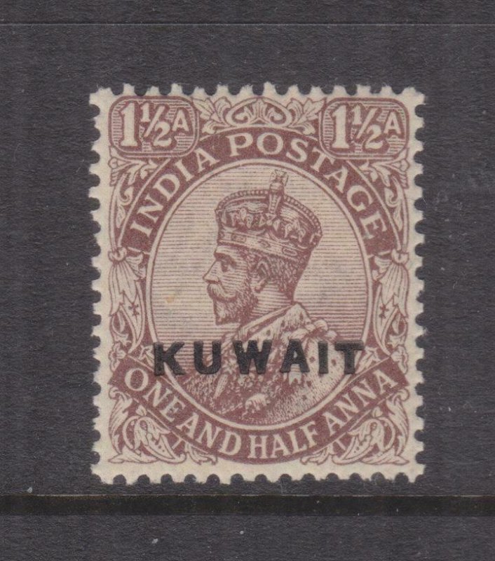 KUWAIT, 1923 on India, Star watermark, KGV 1 1/2a. Chocolate, lhm.