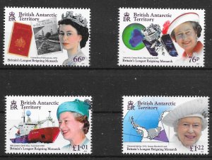 BRITISH ANTARCTIC TERR. SG659/62 2006 BRITAIN'S LONGEST REIGNING MONARCH SET MNH