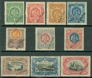 EDW1949SELL : MEXICO 1899 Scott #294-303 Cplt set Overprint 'Muestra' VF Mint OG