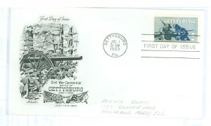 US 1180 1963 Battle of Gettysburg, pencil address