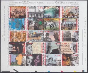 BELGIUM Sc# 1780a-t MNH SHEET of 20 - THE MILLENNIUM, WITH 20TH CENTURY EVENTS