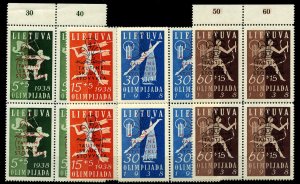 Lithuania #B47-50, 1938 Boy Scout Jamboree, complete set in blocks of four, n...