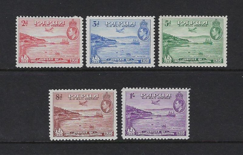 PAPUA SCOTT #C5-C9 1939-41 AIR MAILS- MINT LIGHT HINGED