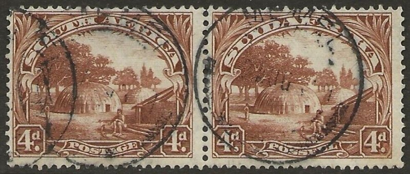 South Africa 1927-28 London Pictorials 4d Scott #28 PAIR Fine Used CV $67.50-