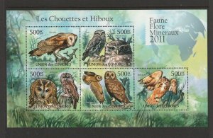 BIRDS-COMORO ISLANDS  OWLS M/S MNH