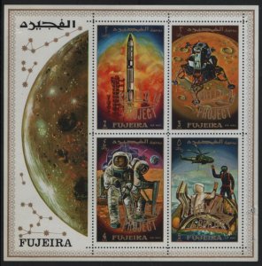 Fujeira MNH Sheet of 4 Space O/P Apollo 14 Project in gold