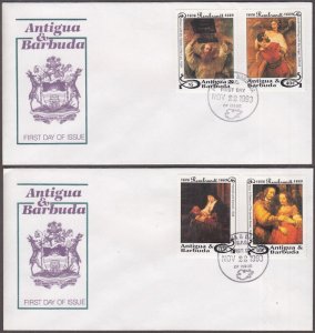 ANTIGUA & BARBUDA Sc# 1753-6 FDC SET of 2  - 4 BIBLICAL PAINTINGS by REMBRANDT