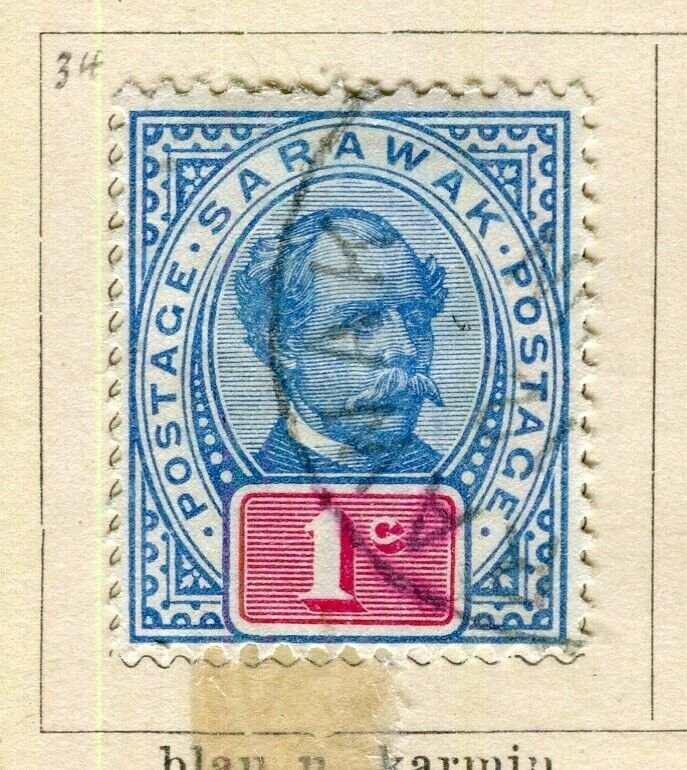 SARAWAK; 1899 classic C. Brooke issue fine used 1c. value