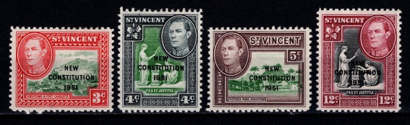 St Vincent 1951 George VI def. Optd. ‘New Constitution 1951’, Set [Unused]