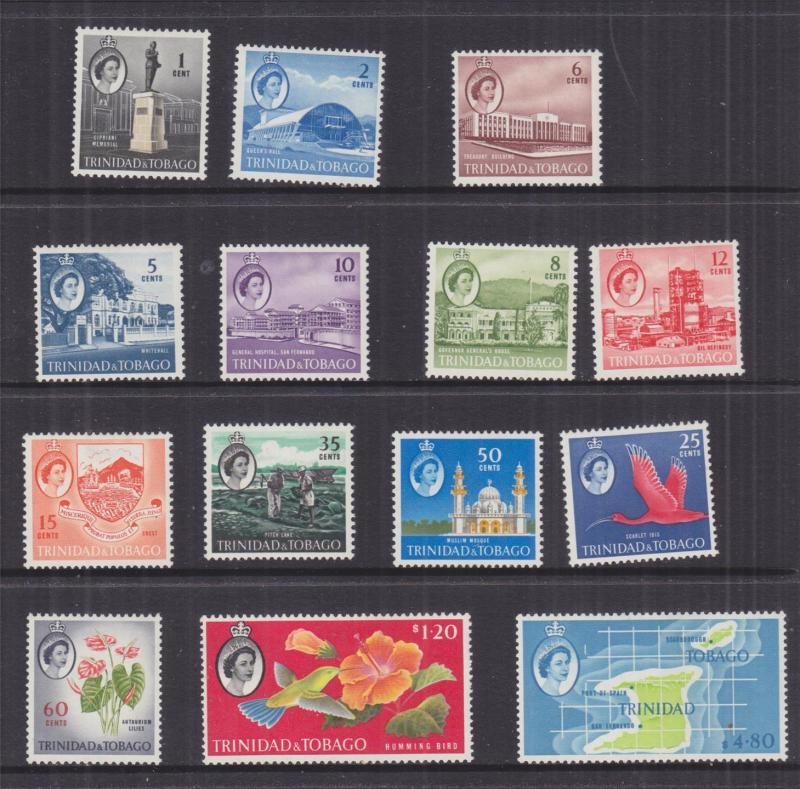 TRINIDAD & TOBAGO, 1960 QE original set of 15 to $ 4.80, lhm.