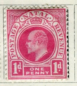 NATAL; 1902 early ED VII issue fine mint hinged 1d. value