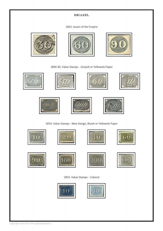 Brazil Brasil 1843-2021 PDF (DIGITAL)  STAMP ALBUM PAGES