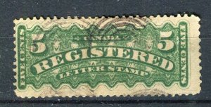 CANADA; 1875 early classic QV REGISTERED issue fine used 5c. value