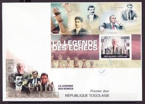 Togo, 2010 issue. Legends of Chess s/sheet. Large First day cover. ^
