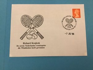 U.K. Richard Krajicek  Wimbledon Tennis London 1996  Stamp Cover R42823