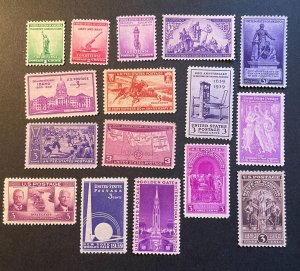 *Small collection of 17 different mint US Stamps from 1939 and 1940, some NH