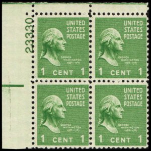 US #804 WASHINGTON MNH UL PLATE BLOCK #23330