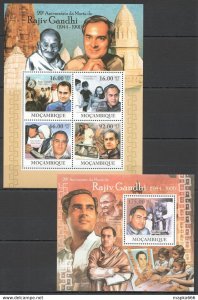 2011 Mozambique Great Humanists Rajiv Gandhi Mahatma Teresa Bl+Kb ** Bc1051