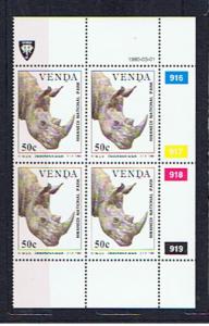 RHINOCEROUS BLOCK OF 4 UNMOUNTED MINT VENDA