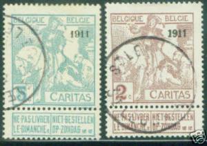 BELGIUM Scott B10-11 used short set 1911 CV $47