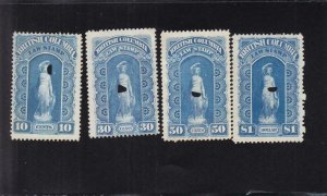 Canada: Brit.Columbia: Law Tax Stamps, Van Damme #BCL#1-4, Used (36992)