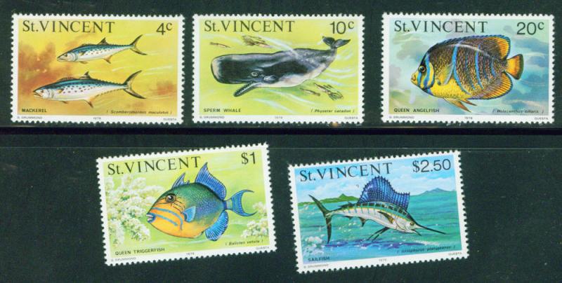 St Vincent Scott 410,14,17,22,23 MNH** 1976 Fish Reissues