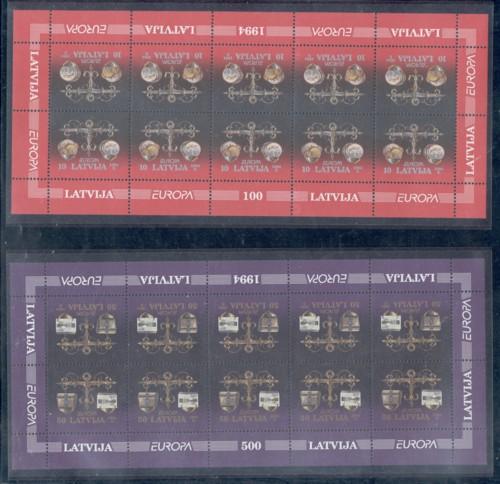 Latvia Sc 379-80 1994 Europa stamp set in sheets mint NH