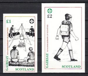 Gairsay, 1982 Scotland Local issue. 75th Anniversary of Scouting, 2 s/sheets. ^