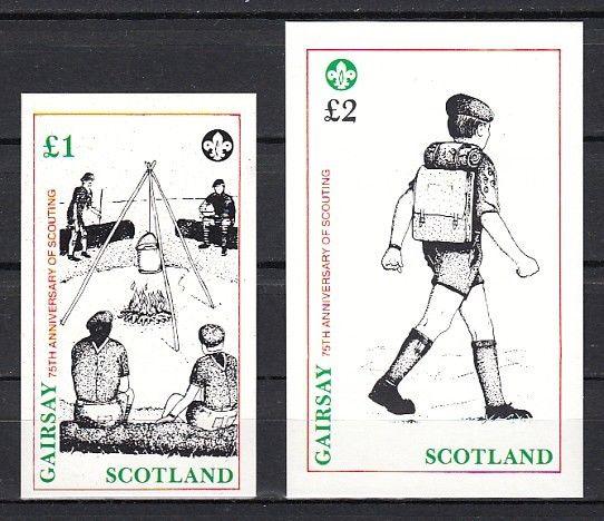 Gairsay, 1982 Scotland Local issue. 75th Anniversary of Scouting, 2 s/sheets. ^