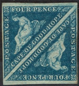 CAPE OF GOOD HOPE 1853 TRIANGLE 4D PAIR ON SLIGHT BLUED PAPER 