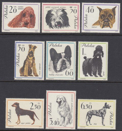 Poland 1115-23 Dogs mnh