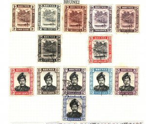 BRUNEI Stamps{20} KGVI QEII Sultan Omar Used/MNG Page ex Asia Collection MAL338