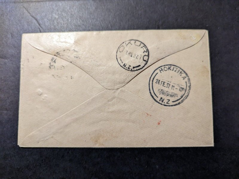 1937 New Zealand Airmail First Flight Cover FFC Nelson to Okuru